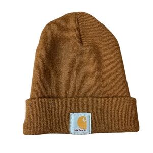 Carhartt knit beanie one size camel brown workwear outdoors lumberjack logo hat